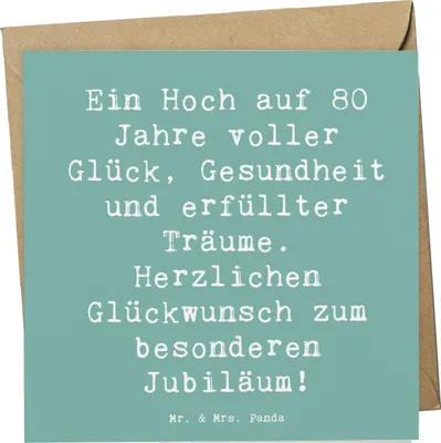 Produktbild von Mr. & Mrs. Panda Grußkarte Spruch 80. Geburtstag Freude - Meeresbrise - Geschenk, 80 Jahre, faltkarte, Glückwunschkarte, Herzlichen Glückwunsch, Glück, anlasskarte