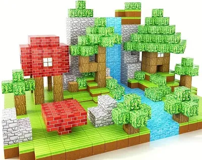 Obrázek produktu pro Magnetická sada kostek Minecraft 100ks + 3 figurky.