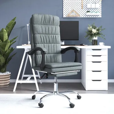 Produktbild von vidaXL Bürostuhl mit Liegefunktion Dunkelgrau Stoff - Bürostuhl Mit Liegefunktion - Bürostühle Mit Liegefunktion - Bürostuhl Mit Relaxfunktion - Schreibtischstuhl