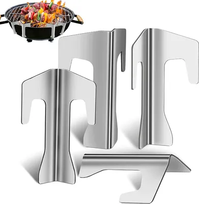 Produktbild von 4 Stück Abstandshalter für Grillplatte,Universal Edelstahl Abstandshalter für Feuerplatten,Planchaplatte Ölfass Stahl,Feuerplatte Zubehör