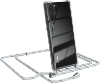Produktbild von EAZY CASE Handykette kompatibel mit Huawei P30 Pro, Handyhülle mit Umhängeband, Handykordel, Schutzhülle Clear, Band in Weiß