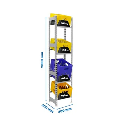 Produktbild von Simonrack Getränkekistenregal SIMONBOTTLE 4 8425437119521 silber 40,0 x 30,0 x 200,0 cm