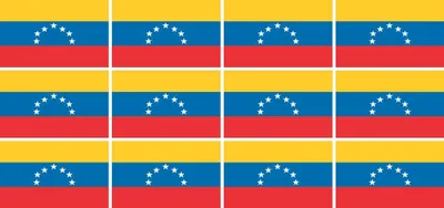 Produktbild von Mini Aufkleber Set - Pack glatt - 50x31mm - selbstklebender Sticker - Venezuela - Flagge / Banner / Standarte fürs Auto, Büro, zu Hause und die Schule - 12 Stück