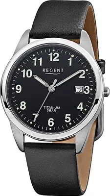 Produktbild von Regent Leder Herren Uhr Armbanduhr Quarz schwarz Lederarmband D2URF1271