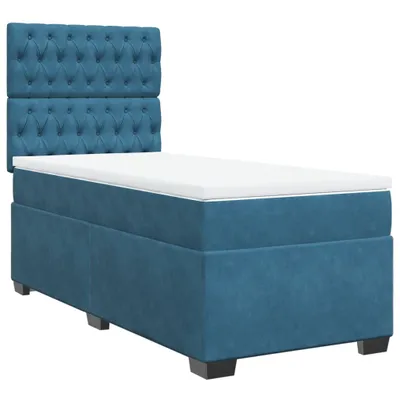 Produktbild von Boxspringbett mit Matratze Blau 90x200 cm Samt
