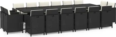 Immagine prodotto di set da pranzo da giardino da 17 pezzi con cuscini in poly rattan nero