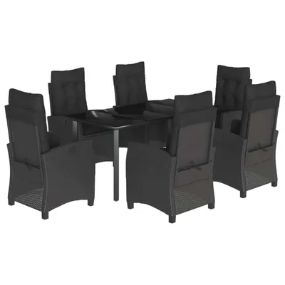 Produktbild von "WINTER SALE" 7-tlg. Garten-Essgruppe - elegantes Design - Sitzgruppe/Gartenmöbel-Set - mit Kissen Schwarz Poly Rattan - Terassenmöbel NeuMöbel631175