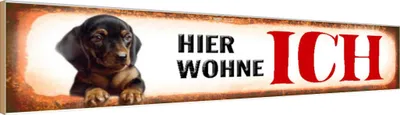Produktbild von vianmo Holzschild 10x46 cm Dackel Hund hier wohne Tier Haustier