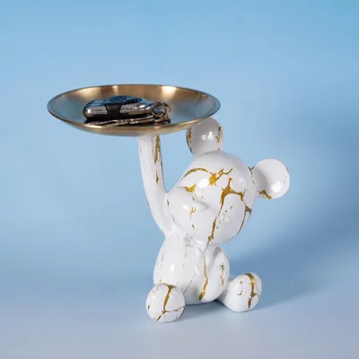 Image de Sculpture abstraite d'un ours en résine, idéale pour la décoration intérieure