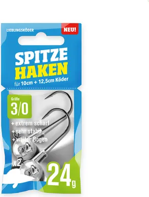 Produktbild von Lieblingsköder Spitze Haken 3/0 - 2 Jigköpfe, Gewicht:24g