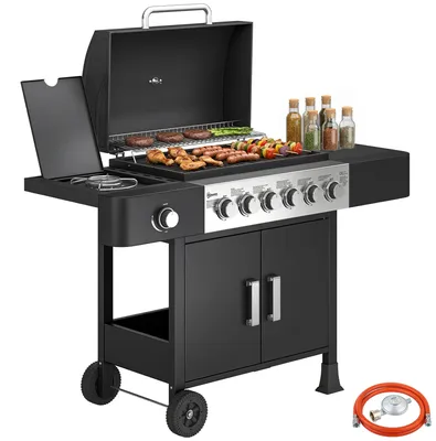 Produktbild von Outsunny Gasgrill 17,8 KW 6+1 Brenner BBQ Grillwagen aus Edelstahl Gas-Grill