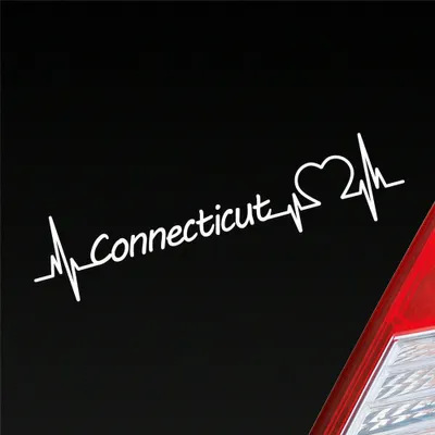 Produktbild von Auto Aufkleber Connecticut Herz Herzschlag 19x4 cm Weiss Matt Sticker Heckscheibenaufkleber