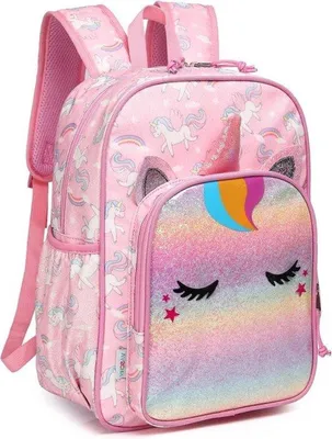 Produktbild von Famanu Schulrucksack für Mädchen Wasserabweisender Kindergartenrucksack mit reflektierendem Brustgurt - 11,5 L - Elastische Flaschenhalter für