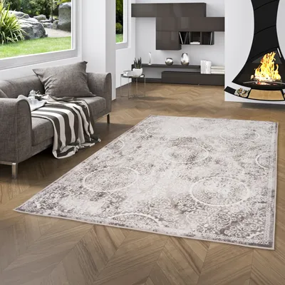 Produktbild von Designer Teppich Tawira Vintage Klassik Grau Barock, Größe:80x150 cm