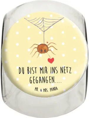 Produktbild von Mr. & Mrs. Panda Kaffeedose Spinne Agathe Liebe XL 2000ml - Gelb Pastell - Geschenk, Liebesgeschenk, Bonboniere, Teedose, Liebesbeweis, glasbehälter, Verliebt