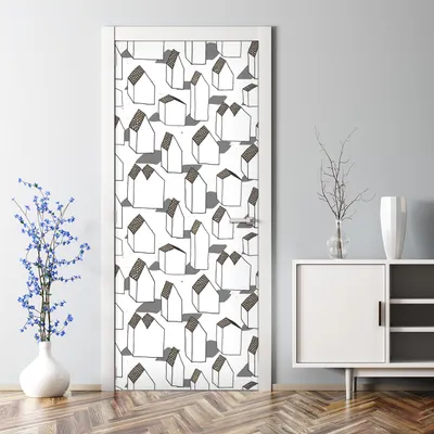 Produktbild von Dekorative Türtapete selbstklebend Klebefolie Türposter Tapete Türaufkleber Moderne Häuser 85 x 200 cm