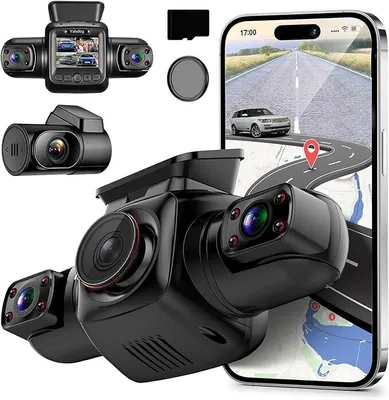 Produktbild von 4 Kanal Dashcam Auto 4x1080P Vorne, Hinten, Links und Rechts Dash Cam mit GPS WiFi, 360° Ansicht, 24H Parkmodus, Nachtsicht Dashcams mit CPL