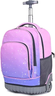 Image de Sac à dos à roulettes Famanu - Multifonctionnel, grande capacité, motif dégradé "Popur", taille unique