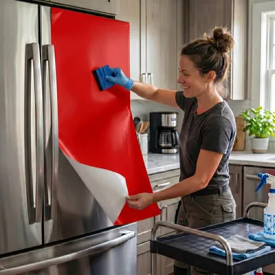 Productafbeelding van Waterdichte vinyl zelfklevende folie (per meter) – Afwasbare sticker voor keuken, meubels, kasten, deuren – 60 cm x 40 m – Tomatenrood