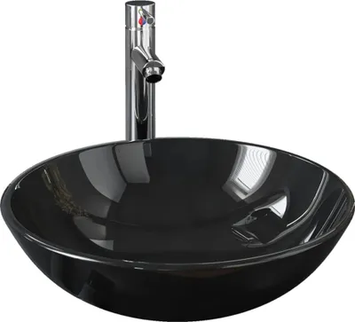 Produktbild von vidaXL Badezimmer Waschbecken mit Wasserhahn Ablaufgarnitur Schwarz