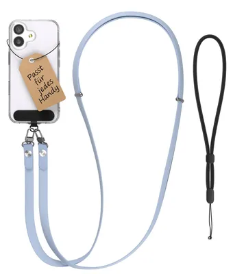Produktbild von EAZY CASE Handykette Universal zum Umhängen kompatibel mit jedem Handy, Kette mit Hülle, verstellbare Handykordel mit Karabiner für Handyhülle in Blau