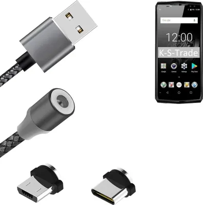 Produktbild von K-S-Trade Hochwertiges Magnet-Lade-kabel Sync-Kabel Daten-Kabel für Oukitel K10 mit USB-Typ-C-Anschluss und Micro-USB-Anschluss 2A bis zu 480mbps