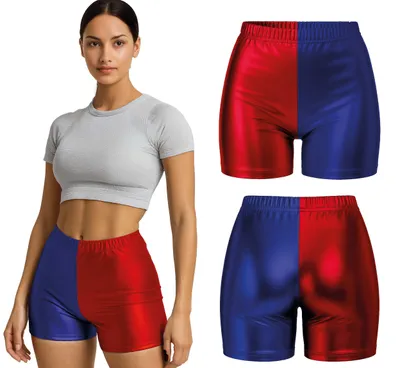 Immagine prodotto di Carnevale anni '70 Pantaloncini retrò rosso blu metallizzato lucido Costume da festa per adulti, taglia: 42 - 44 (L) Colore: rosso