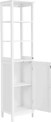Immagine prodotto di Mobile alto - Mobile da bagno - 3 scomparti - Ripiano regolabile - Bianco