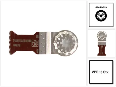 Obrázok produktu pre FEIN E-Cut Precision Starlock pílový list 3 ks 50 x 35 mm ( 63502205220 ) BI kov