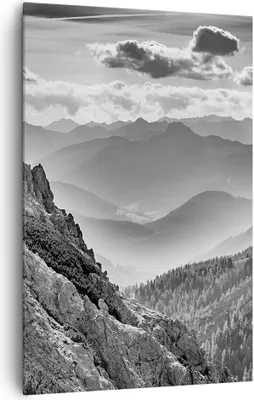 Produktbild von Bild auf Leinwand - Leinwandbild - Einteilig - Schwarzweiß Landschaft Berge - 80x120cm - Wand Bild - Wanddeko - Wandbilder - Leinwanddruck - Wanddekoration - Leinwand bilder - Wandbild - PA80x120-4560