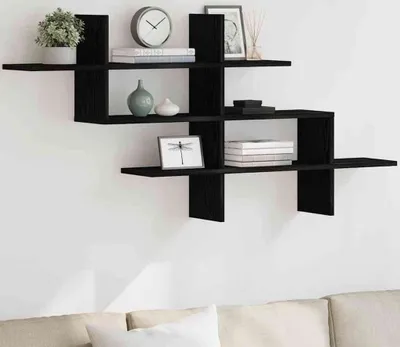 Produktbild von Möbel Wandregal Schwarz Eichen-Optik 124,5x18x60,5 cm Holzwerkstoff - Wandregale CC4196