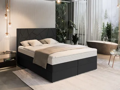 Produktbild von Masseno Boxspringbett TRANI 180x200 cm Komplett-Set mit Bonell Matratze und Topper, Polsterbett mit Bettkästen -Schwarz, INARI 100