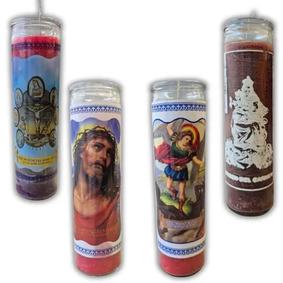 Produktbild von Set aus 4 spirituellen Kerzen in Glasbehälter