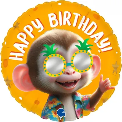 Produktbild von 18"/Ø46cm Folienballon Affe "Happy Birthday"