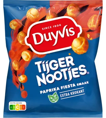 Produktbild von Duyvis Tijgernootjes Paprika Fiesta, würzige Erdnuss-Snacks, 275 g