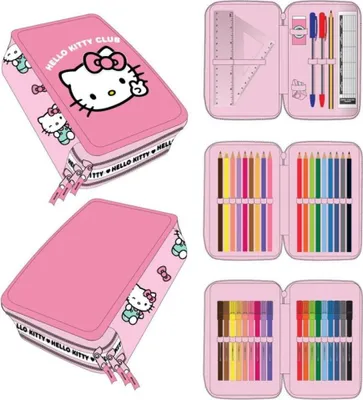 Zdjęcie produktu dla Piórnik wypełniony Hello Kitty - piórnik szkolny z akcesoriami dla dzieci
