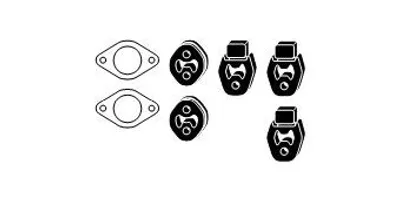 Produktbild von HJS 82 44 7697 Montagesatz Auspuffanlage Abgasanlage für MAZDA 3 (BK) 3 Stufenheck (BK)