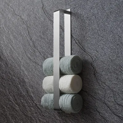 Image de Porte-serviettes en acier inoxydable, adhésif, 42 cm, argenté