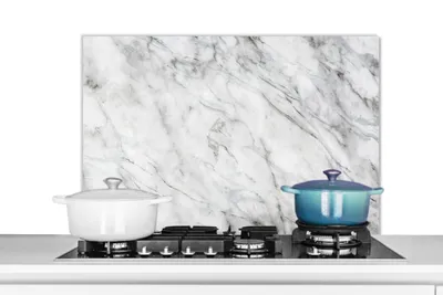Produktbild von KitchenYeah® Spritzschutz Küche - Küchenrückwand - Wandschutz für Herd und Spüle - Marmor - Stein - Muster 90x60 - Alu-Dibond (Alternative zum Spritzschutz aus Glas) - Hitzebeständig - Herdspritzschu