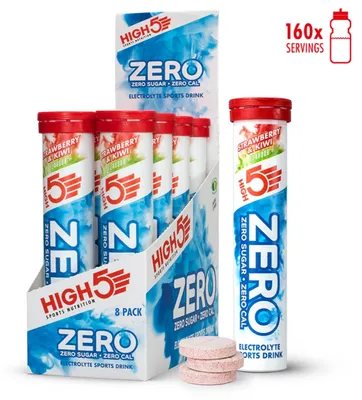 Image de HIGH5 ZERO, pastilles effervescentes aux fraises et au kiwi, sans sucre, 8 x 20 pastilles (160 pastilles)