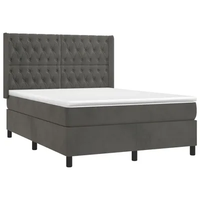 Obrázek produktu pro vidaXL Postel Boxspring s matrací Dark Grey 140x200 cm Velvet
