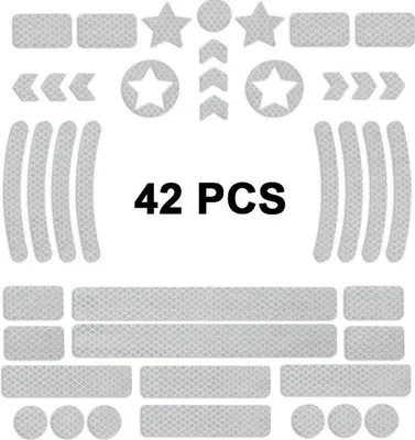 Produktbild von Reflexsicherheitssticker, Verpackung von 42 Stücken, Reflexsicherheitstape, Reflexsicherheitsklebestreifen, Auto-Reflexsicherheitsband (Weiß).
