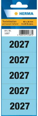 Image de HERMA 1687 Étiquette de contenu pour classeur HERMA « 2027 », 60 x 26 mm, bleue