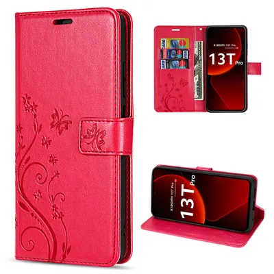 Produktbild von Hülle Xiaomi 13T / 13T Pro, Handy Tasche Handyhülle Wallet Case Flip Cover Etui Rot