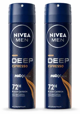 Productafbeelding van 2 x NIVEA MEN Deodorant Spray Deep Espresso - 150 ml - Voordeelverpakking - 2 stuks