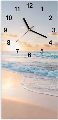 Produktbild von Wanduhr aus Glas mit Motiv Sonnenaufgang Strand- 30 x 60 cm - inkl. Aufhängesystem