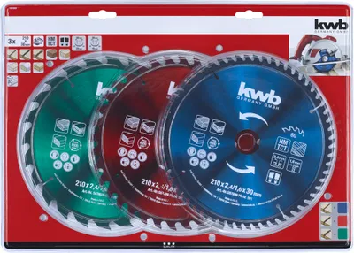 Immagine prodotto di Set di 3 lame per sega circolare 210x30 mm
