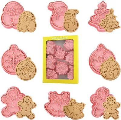 Produktbild von Weihnachtsplätzchenformen 8teilig 3D Plastikstempel
