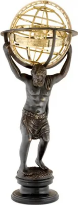 Produktbild von Casa Padrino Luxus Bronze Figur Atlas mit Globus auf Natursteinsockel - Skulptur