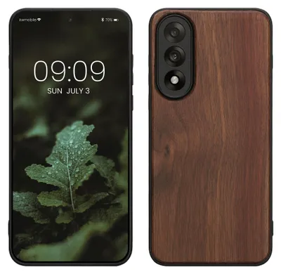 Produktbild von kwmobile Handyhülle für OnePlus Nord 5 Hülle Holz - Case mit TPU Bumper - Stoßfestes Hardcase - Schutzhülle Cover in Dunkelbraun